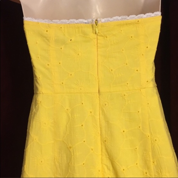 XOXO Yellow Eyelet pocket strapless retro pinup a line sexy summer dress 9 - Picture 3 of 8